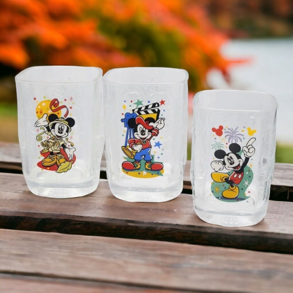 Vintage McDonald's Walt Disney World 2000 Celebration Mickey Mouse Glasses Set 3